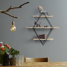 3 Tier Wood Floating Rhombus Wall Shelves